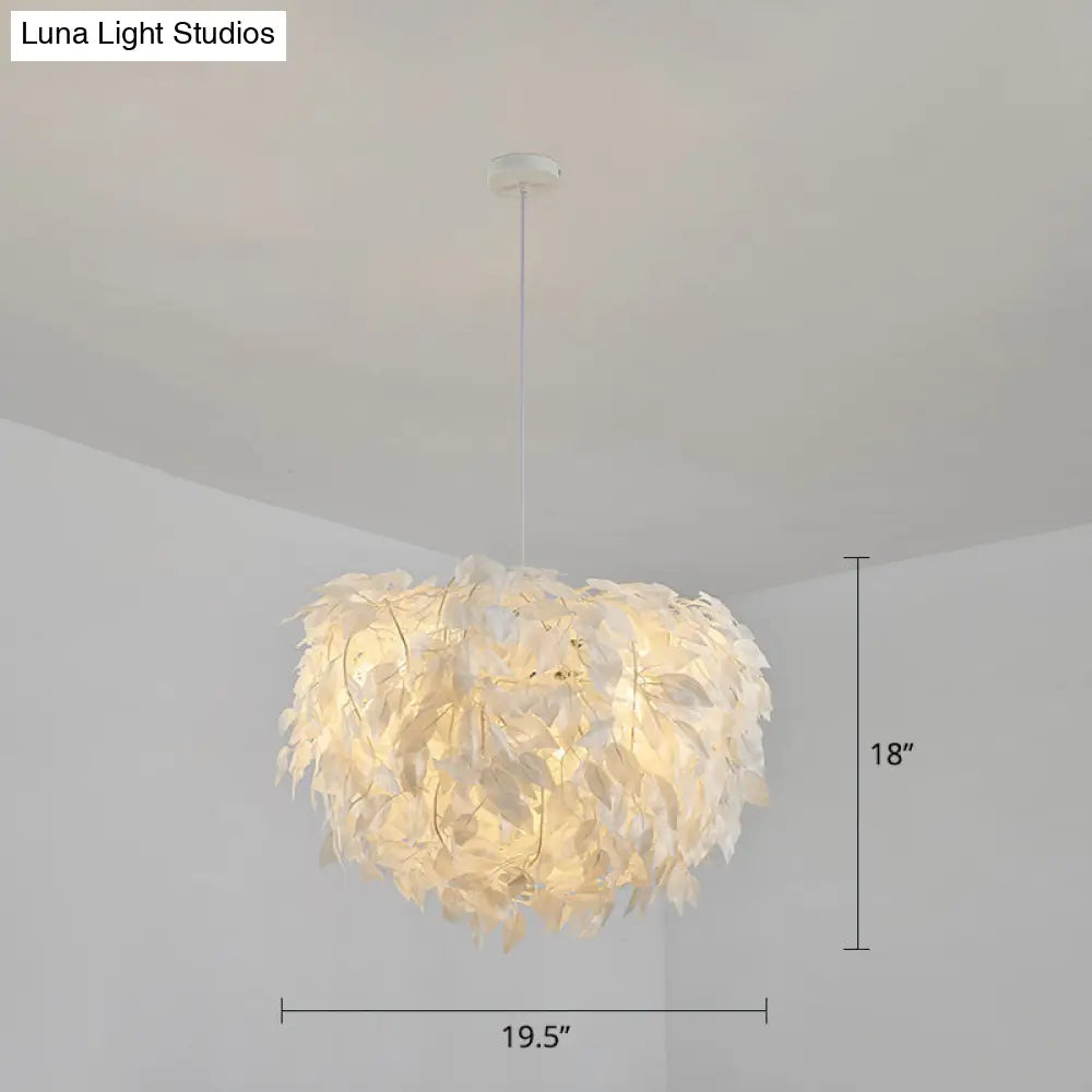 Sleek Nordic Fabric Pendant Light: White Domed Suspension For Living Room