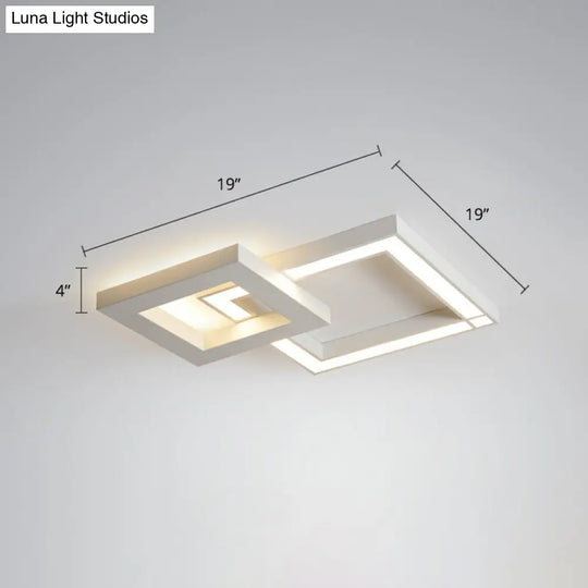 White Nordic Led Ceiling Light Fixture For Modern Living Rooms / 19 Remote Control Stepless Dimming