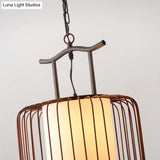 White/Red Lantern Pendant Light Classic Fabric Various Sizes 1-Light Tea Room Suspension Lamp