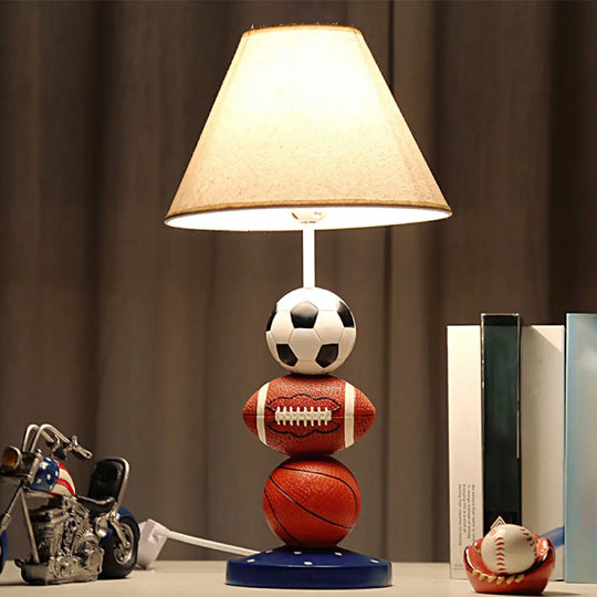 White Resin Sport Balls Nightstand Lamp - Single-Bulb Kids Table Light With Empire Shade / A
