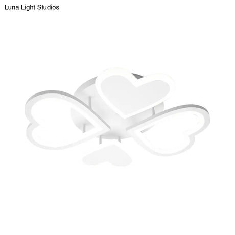 White Semi Ceiling Mount Led Light With Loving Heart Design For Baby Bedroom