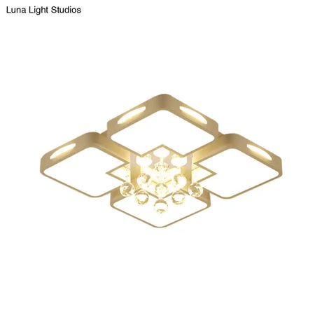 White Square Led Flush Ceiling Light - 16’/19.5’/23.5’ Width Contemporary Design Warm/White