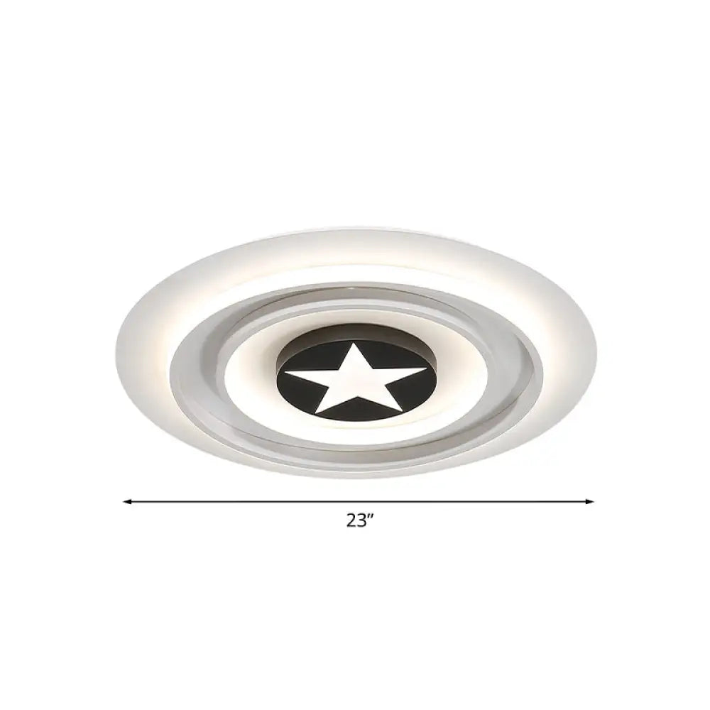 White Star Flushmount Cartoon Acrylic Led Ceiling Light In Warm/White