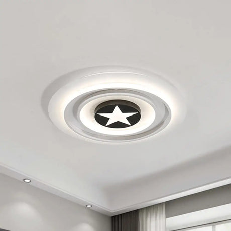 White Star Flushmount Cartoon Acrylic Led Ceiling Light In Warm/White / Warm