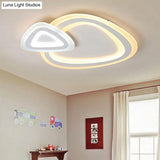 White Triangular Flush Mount Ceiling Light For Kindergarten With Acrylic Fixture