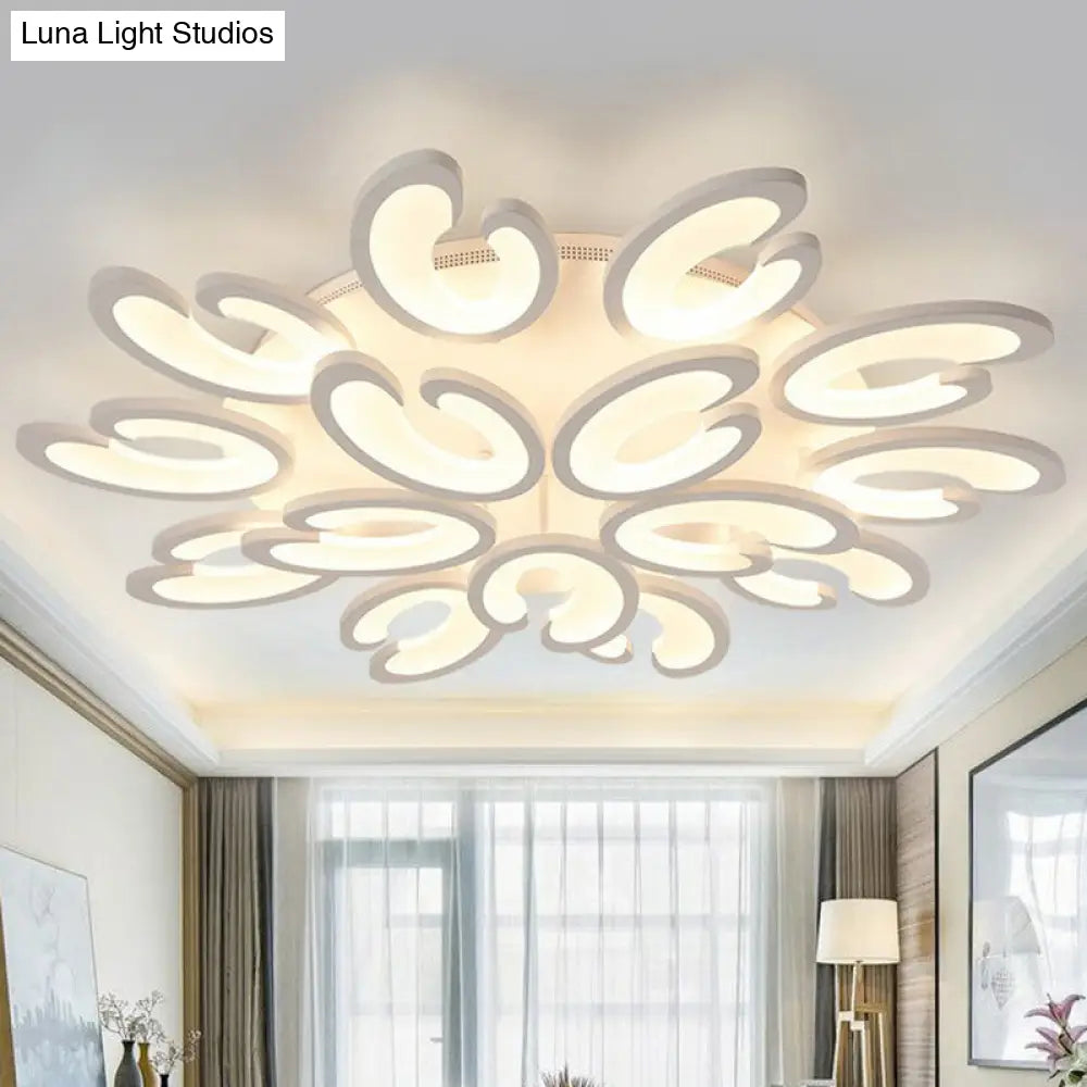 White Wing Ceiling Led Light: Minimalist Acrylic Semi Flush Mount For Living Room