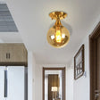 White - Yellow/Gray - Blue/Smoke Gray Glass Orb Shade Semi Mount Lighting - Nordic Style 1 Bulb