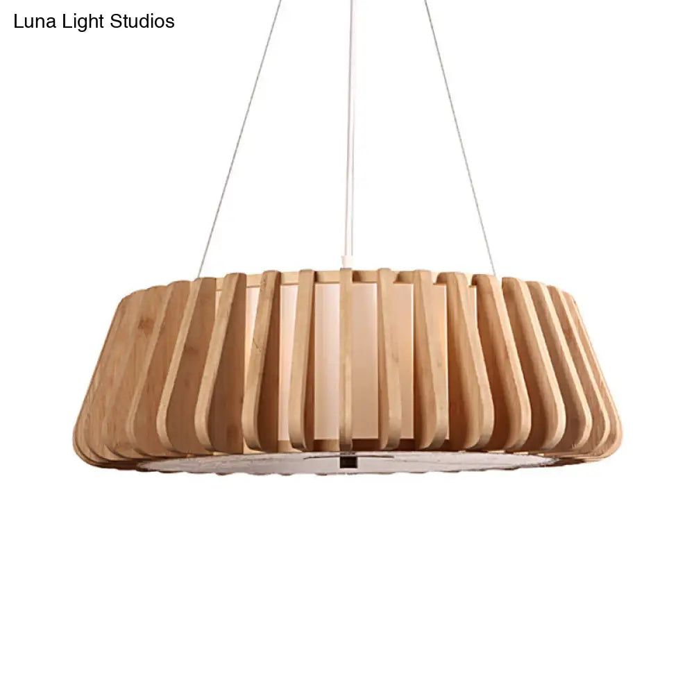 Tapered Suspension Lighting Traditional Wood & Nickel Ceiling Light - 19.5/23.5 Wide 1 Bulb