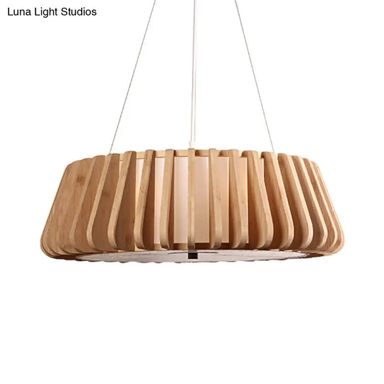 Tapered Suspension Lighting Traditional Wood & Nickel Ceiling Light - 19.5/23.5 Wide 1 Bulb
