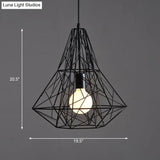 Wire Cage Pendant Light - Black Metal Ceiling Lamp For Restaurants