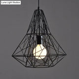 Wire Cage Pendant Light - Black Metal Ceiling Lamp For Restaurants