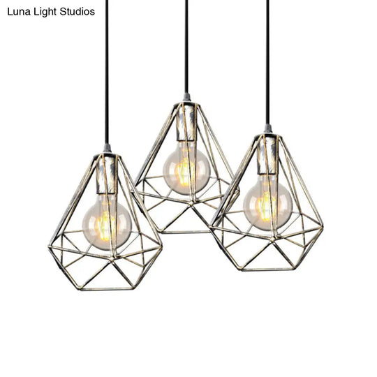 1-Light Pendant Ceiling Light - Wire Cage Wrought Iron Lamp (Country Style) Black/Copper/Gold Living