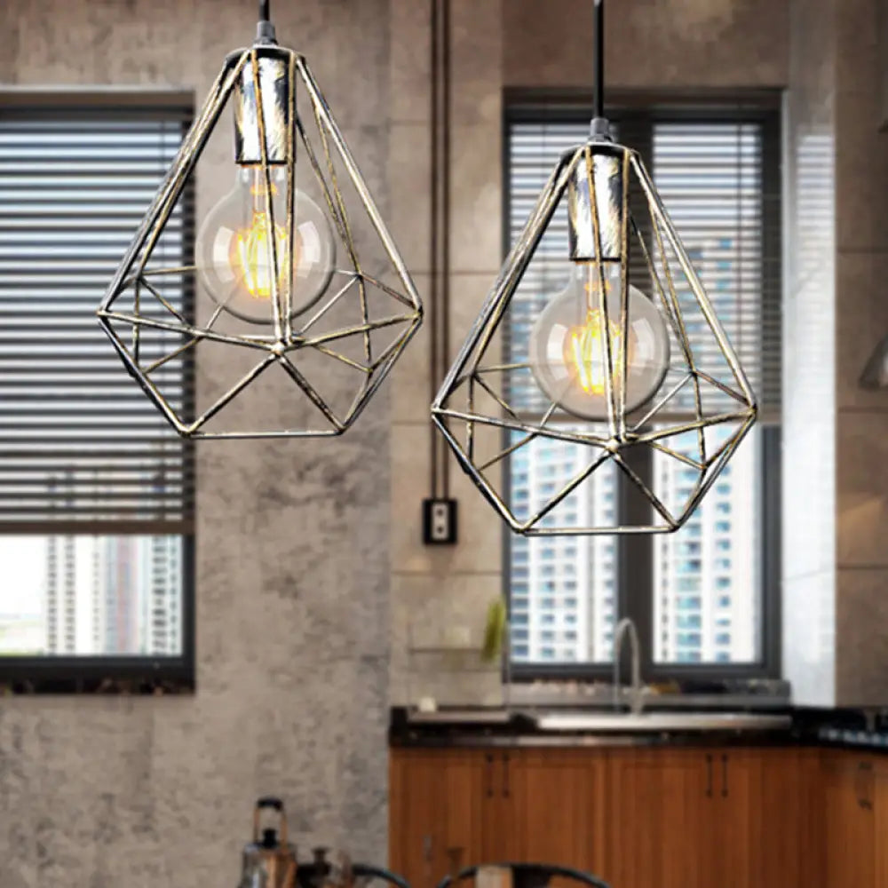 Wire Cage Pendant Light In Black/Copper/Gold | Ideal For Living Room Lighting Gold
