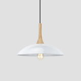 Modernism Style Bowl Pendant Light - Wood And Metal 12.5/16 Wide Black/White Perfect For Table