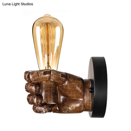 Wood Industrial Style Wall Sconce Light Fixture (1 Head) For Living Room With Right/Left Hand Shade