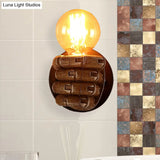 Wood Industrial Style Wall Sconce Light Fixture (1 Head) For Living Room With Right/Left Hand Shade