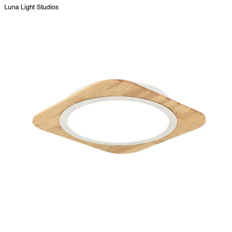 Wooden Nordic Style Child Bedroom Ceiling Lamp In Beige