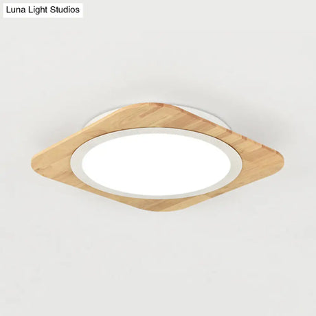 Wooden Nordic Style Child Bedroom Ceiling Lamp In Beige