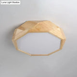 Wooden Octagon Ceiling Flushmount Lamp - Nordic Led Beige Light Fixture (18’/21.5’/25.5’) In