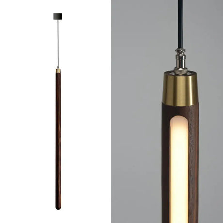 Wooden Simplicity Led Pendulum Light - Stylish Pole-Shaped Bedside Pendant Fixture Coffee