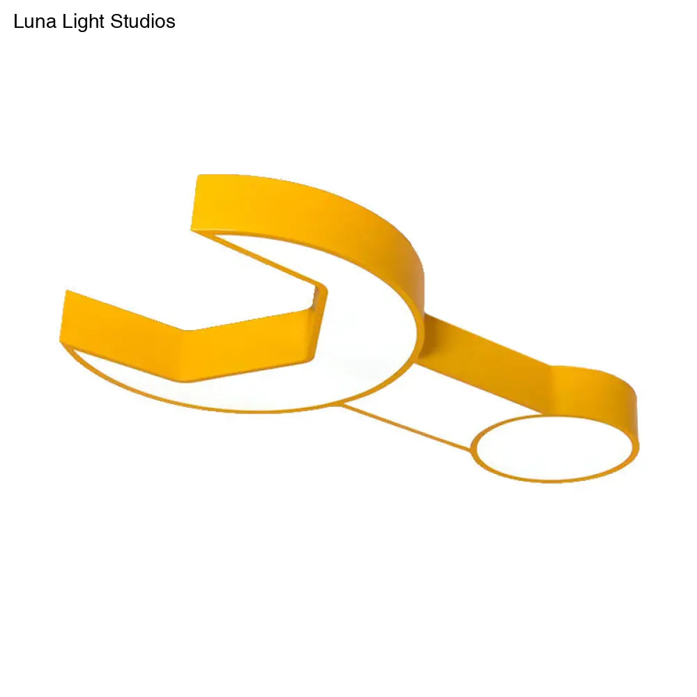 Wrench Shape Ceiling Mount Light: Charming Acrylic Fixture For Kindergarten Bedroom