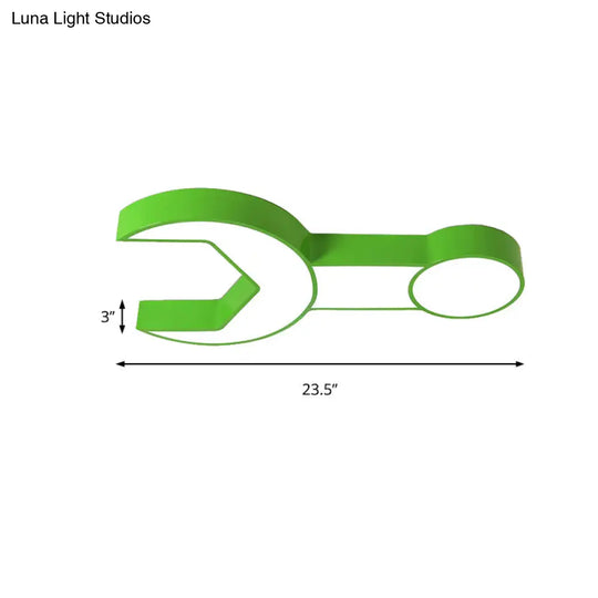 Wrench Shape Ceiling Mount Light: Charming Acrylic Fixture For Kindergarten Bedroom