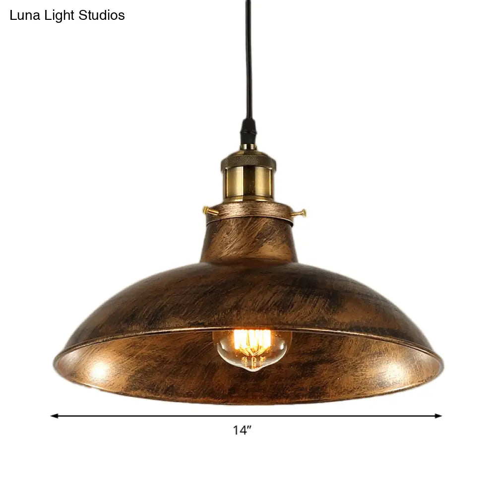 Wrought Iron Dome Industrial Ceiling Fixture Pendant Lighting - 12’/14’ Diameter 1 Light