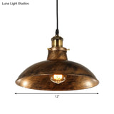 Wrought Iron Dome Industrial Ceiling Fixture Pendant Lighting - 12’/14’ Diameter 1 Light