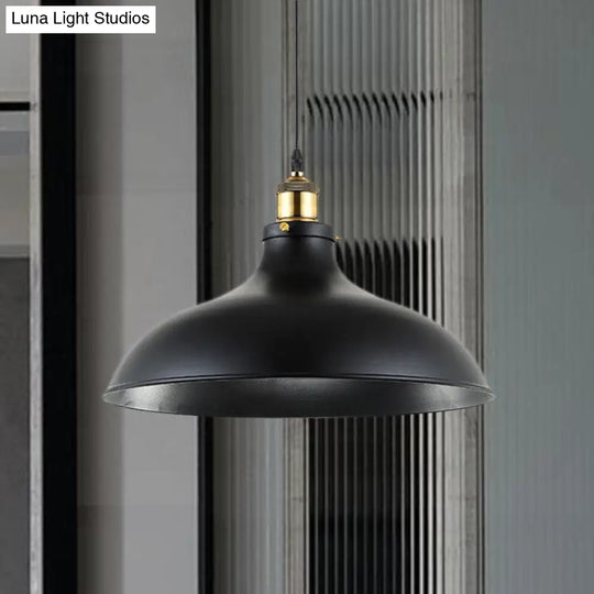 Wrought Iron Industrial Ceiling Pendant Lighting 1 Light Weathered Brass/Black 12/14 For Dining Room