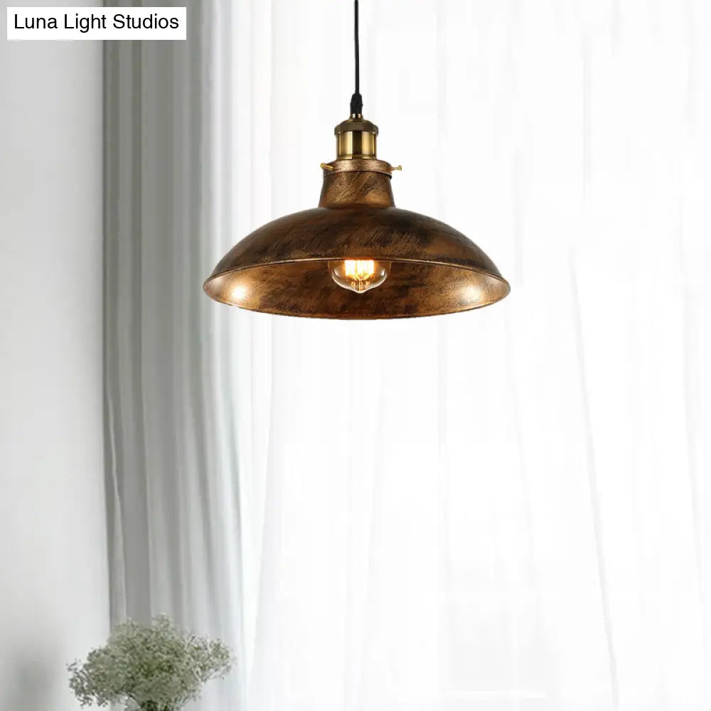 Wrought Iron Dome Industrial Ceiling Fixture Pendant Lighting - 12’/14’ Diameter 1 Light