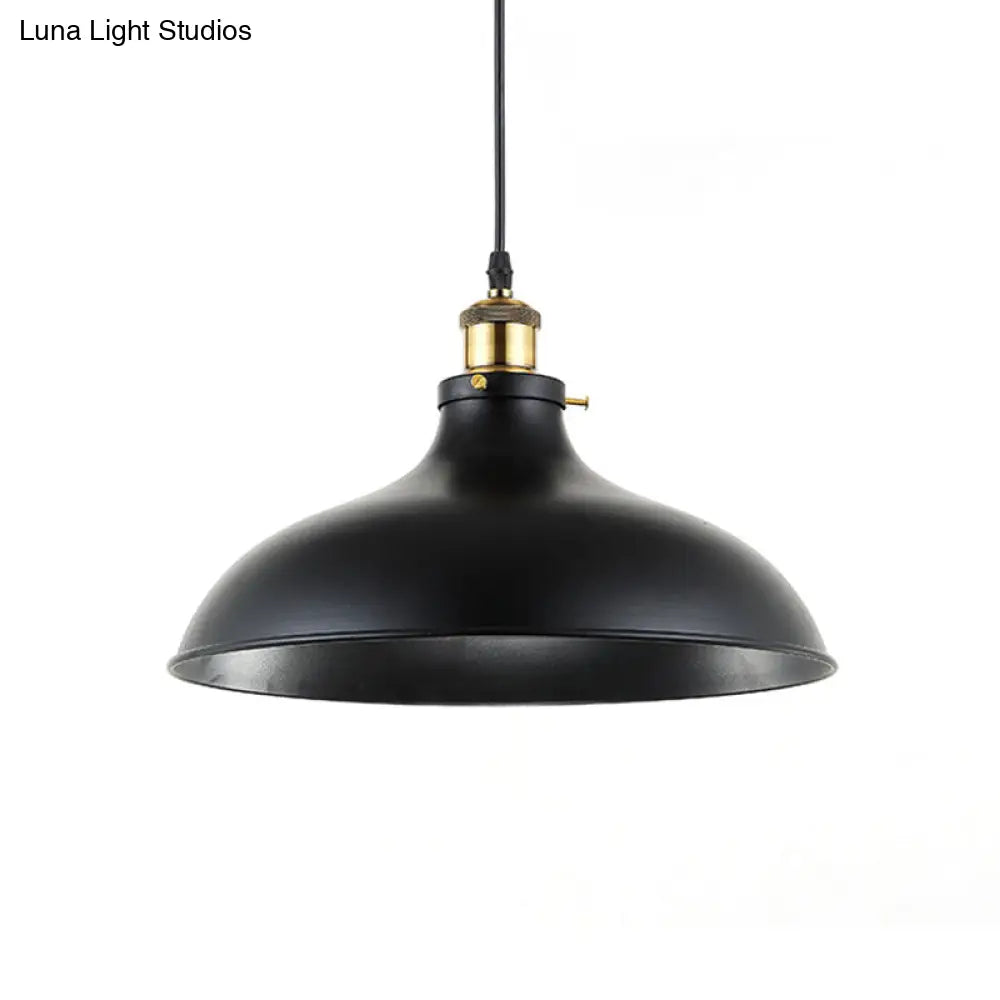 Wrought Iron Industrial Ceiling Pendant Lighting 1 Light Weathered Brass/Black 12/14 For Dining Room