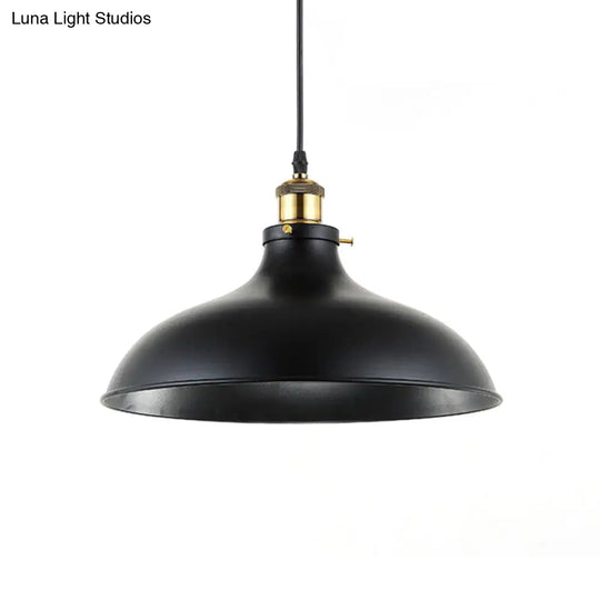 Wrought Iron Industrial Ceiling Pendant Lighting 1 Light Weathered Brass/Black 12/14 For Dining Room