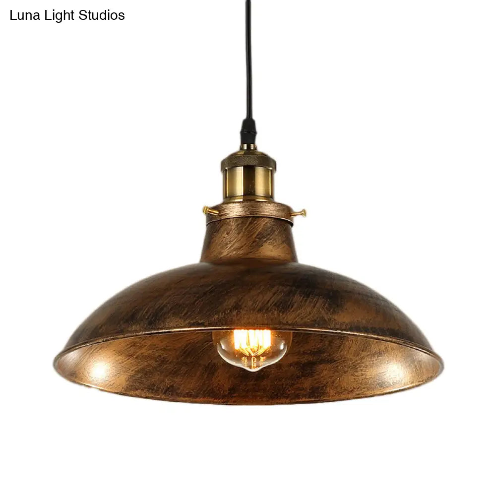 Wrought Iron Industrial Ceiling Pendant Lighting 1 Light Weathered Brass/Black 12/14 For Dining Room