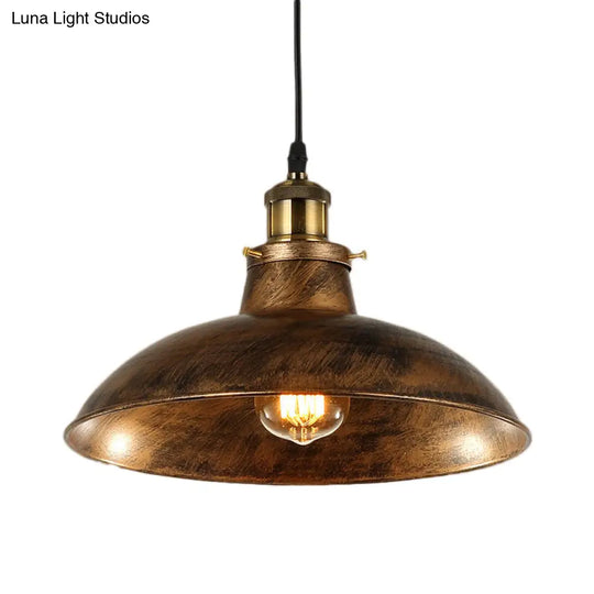 Wrought Iron Industrial Ceiling Pendant Lighting 1 Light Weathered Brass/Black 12/14 For Dining Room