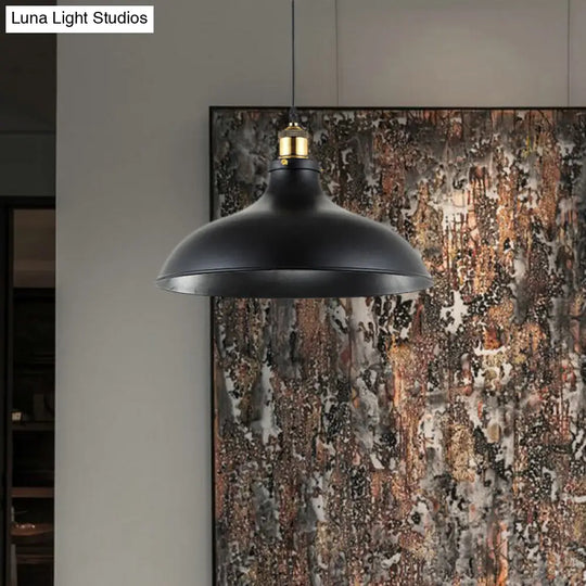 Wrought Iron Industrial Ceiling Pendant Lighting 1 Light Weathered Brass/Black 12/14 For Dining Room