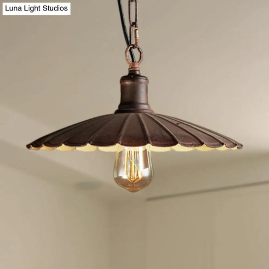Wrought Iron Rust Suspension Light - Antique Style Pendant Ceiling For Restaurant 1 10’/12’/14’ Dia