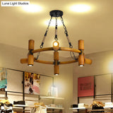 Yellow 9-Bulb Farmhouse Iron Chandelier With Jute Rope Pendant