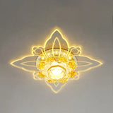 Yellow Crystal Minimalist Led Flush Mount With Floral Shape For Corridors / Warm