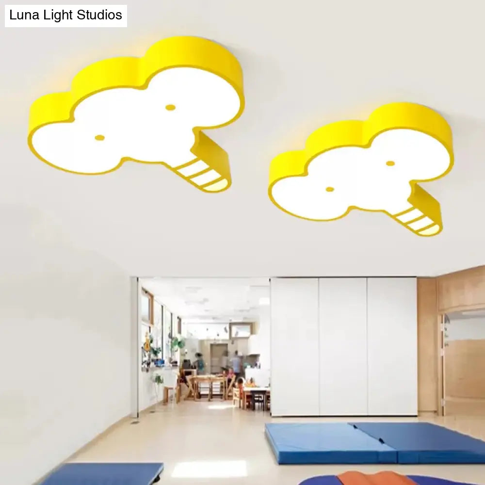Yellow Led Acrylic Elephant Face Ceiling Light For Kitchen / White