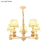 Yellow Nordic Pendant Lights - Fabric Tapered Shade Hanging For Living Room