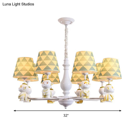 Yellow Nordic Pendant Lights - Fabric Tapered Shade Hanging For Living Room