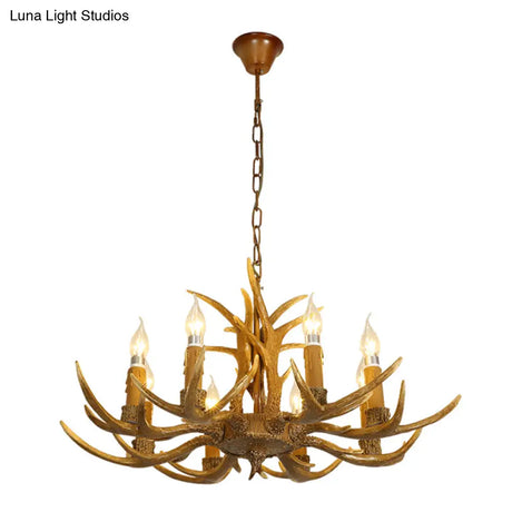Yellow Resin Deer Horn Ceiling Light For Traditional Restaurants - Chandelier Fixture