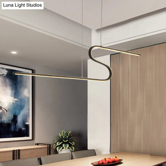 Z-Shaped Linear Island Light Metallic Pendant With Warm/White Led For Dining Room And Kitchen In