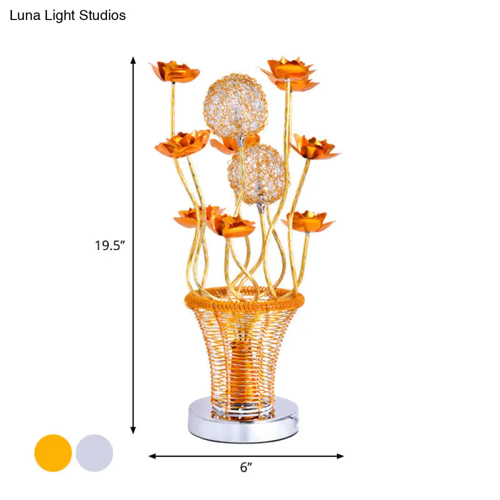 Aluminum Desk Lamp With Basket-Like Design Led Vine Night Light - Bedside Art Decor