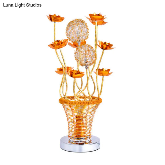 Aluminum Desk Lamp With Basket-Like Design Led Vine Night Light - Bedside Art Decor